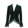 Women Gothic Corset Coat Lace Trim Velvet Jacket Fitted BLACK Retro Victorian Lolita Clothing